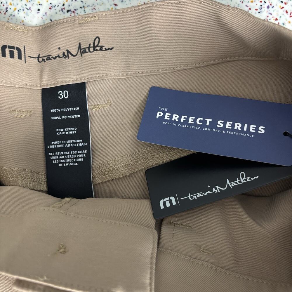 NWT TRAVIS MATHEWS Men’s 30x32 Open To Close Perfect Pants Khaki Golf New Tags - Picture 6 of 6